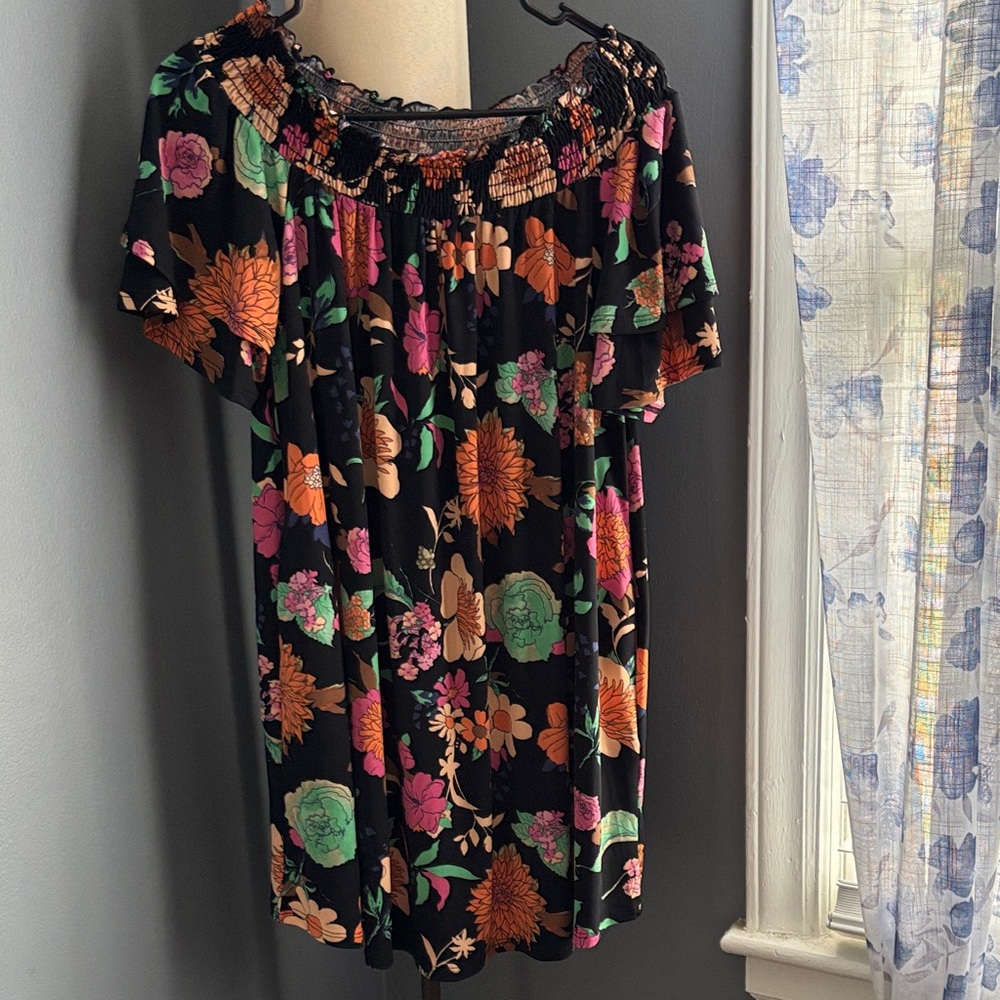 Floral Black Top
